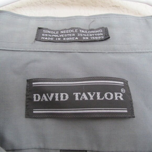 David Taylor Button Down Dress Shirt Mens‎ Size 17.5 34/35 Dark Gray Long Sleeve - Picture 3 of 7